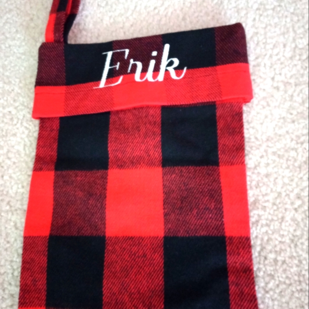 "Erik" Embroidered Buffalo Check Stocking, $4.00 or FREE w/addit'l $15.00 Buy